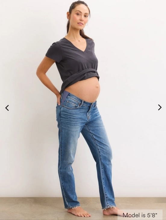 Hatch Denim - HATCH Boyfriend Maternity Straight Darker Mid Wash Jeans